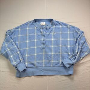 Ivory Ella Blue Plaid cropped Sweatshirt